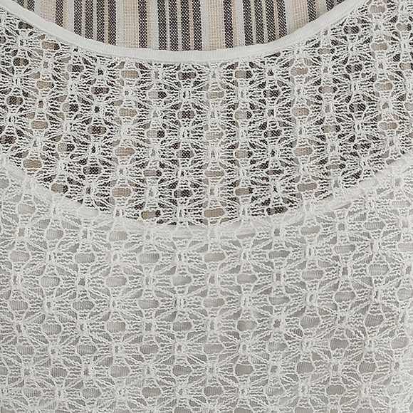 2 Piece Lucky Brand Lace Short Sleeve Top & Matching Cami Set Cream M - Picture 6 of 10